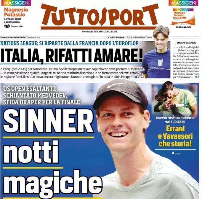 Stasera la sfida con la Francia, Tuttosport in prima pagina: "Italia, rifatti amare"
