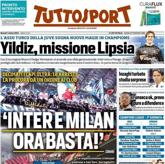 Arresti capi ultrà, Tuttosport in prima pagina con la Procura: "Inter e Milan, ora basta!"