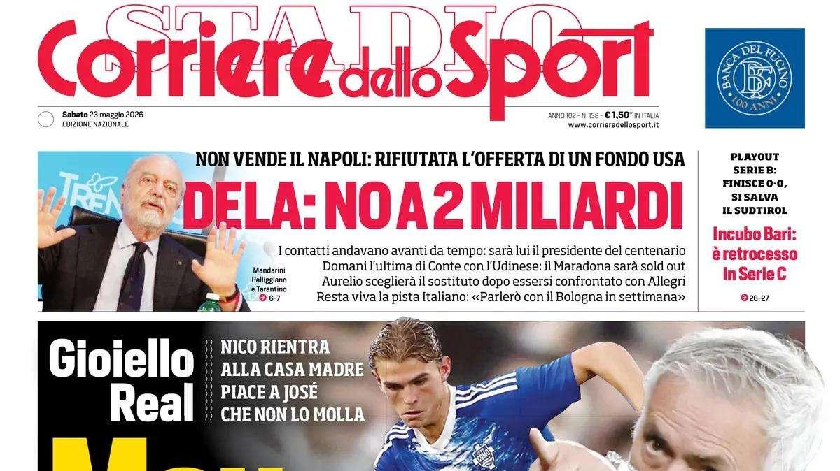 PRIMA PAGINA – Corriere dello Sport: "Sarri-Dea, e Grosso..."