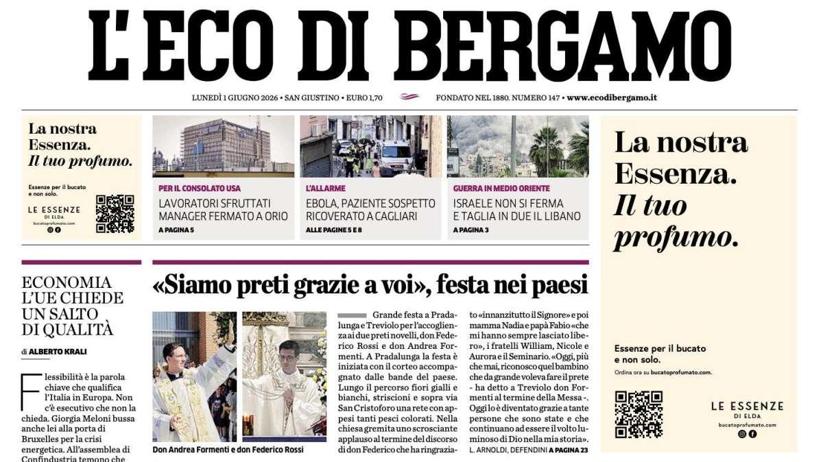 PRIMA PAGINA – L'Eco di Bergamo: "Tutti i numeri dell'Atalanta 25/26, Carnesecchi record"