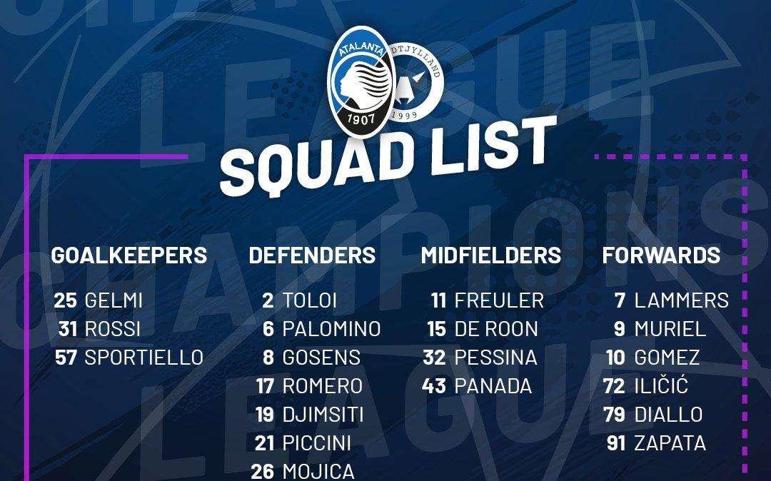 Dea, i convocati di Gasperini: Pasalic, Gollini e Caldara ancora out