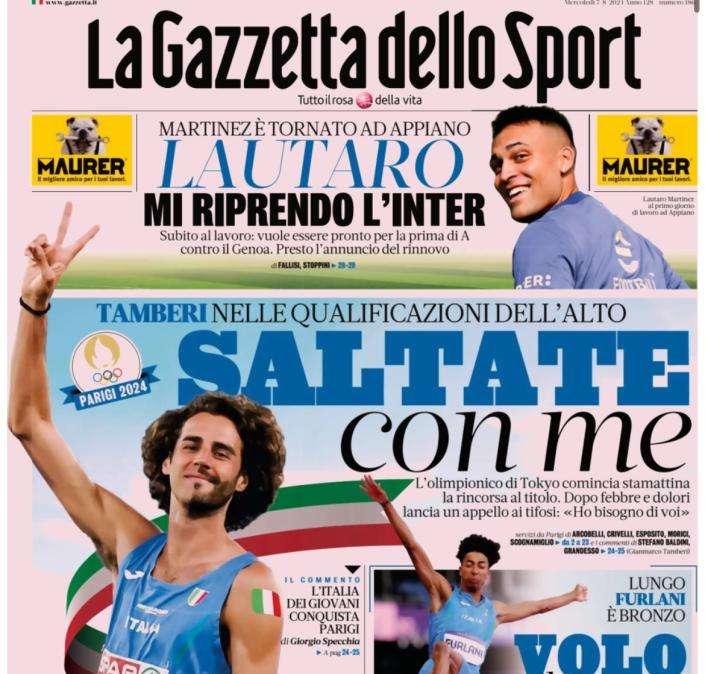 La Gazzetta dello Sport apre con il ritorno ad Appiano di Lautaro: "Mi riprendo l'Inter"