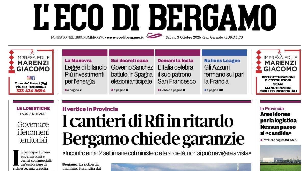PRIMA PAGINA – L'Eco di Bergamo: "Bagno di folla per Ederson e Gaetano"