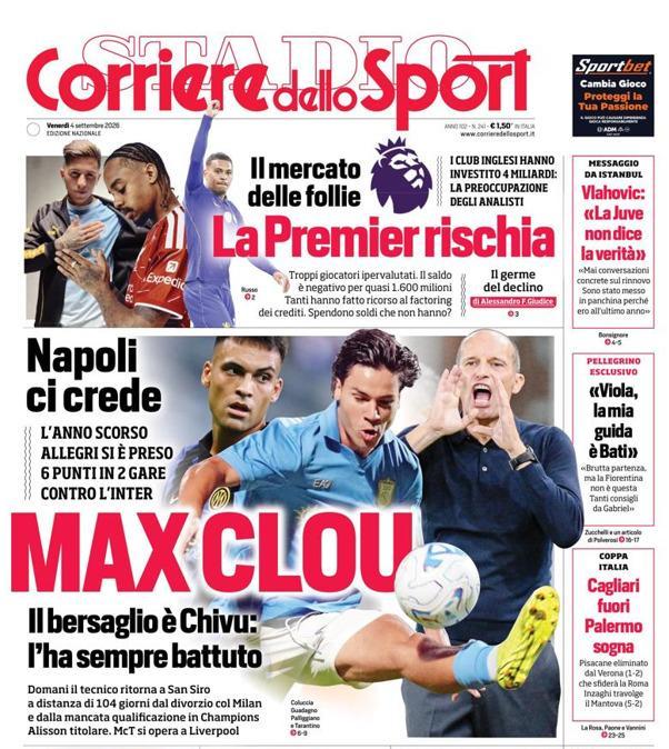 PRIMA PAGINA - Corriere dello Sport: "Il bersaglio è Chivu: l'ha sempre battuto"