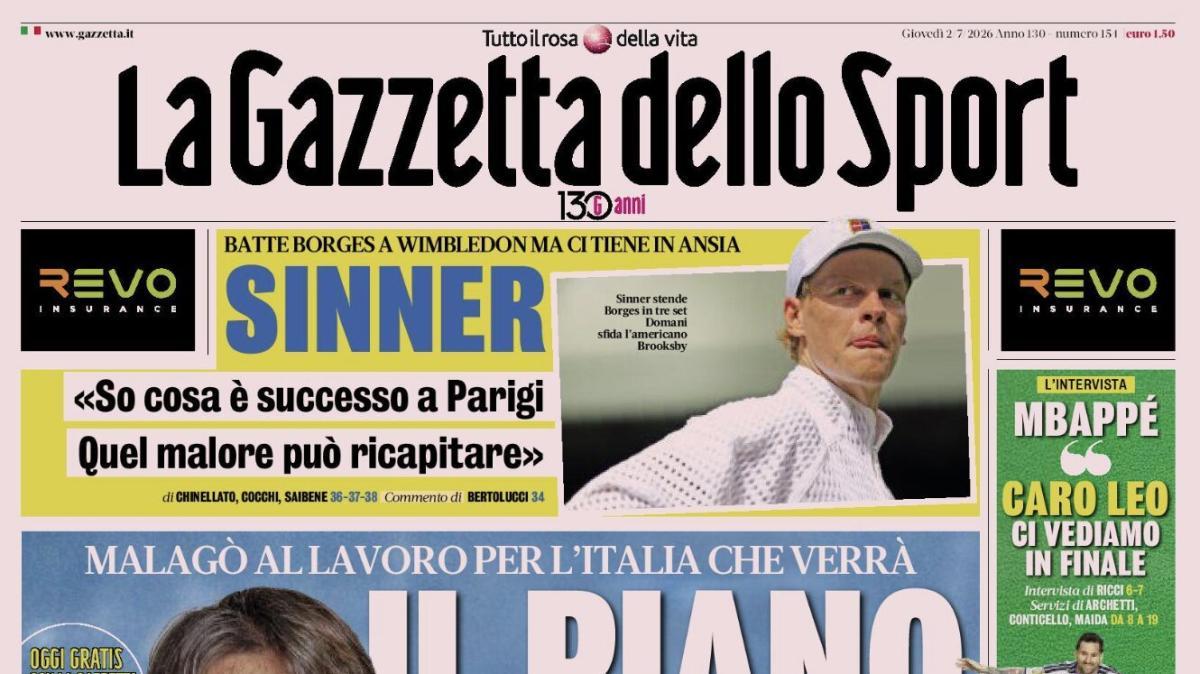 PRIMA PAGINA – La Gazzetta dello Sport: "Il piano per Conte"