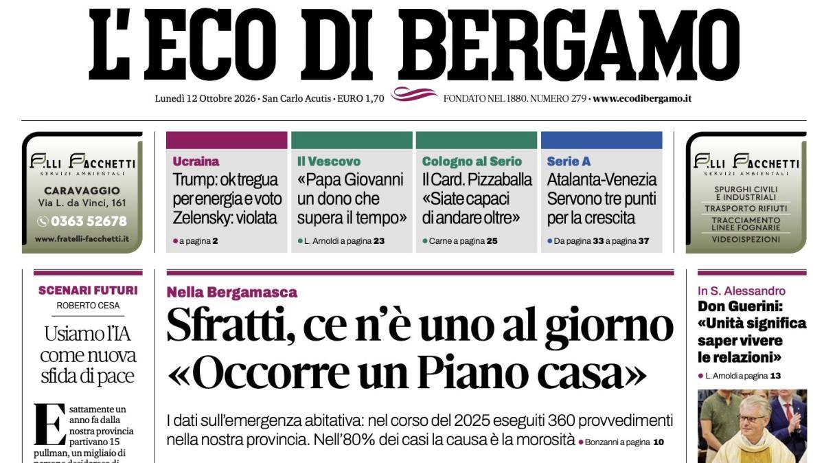 PRIMA PAGINA – L'Eco di Bergamo: "Atalanta-Venezia Servono tre punti per la crescita"