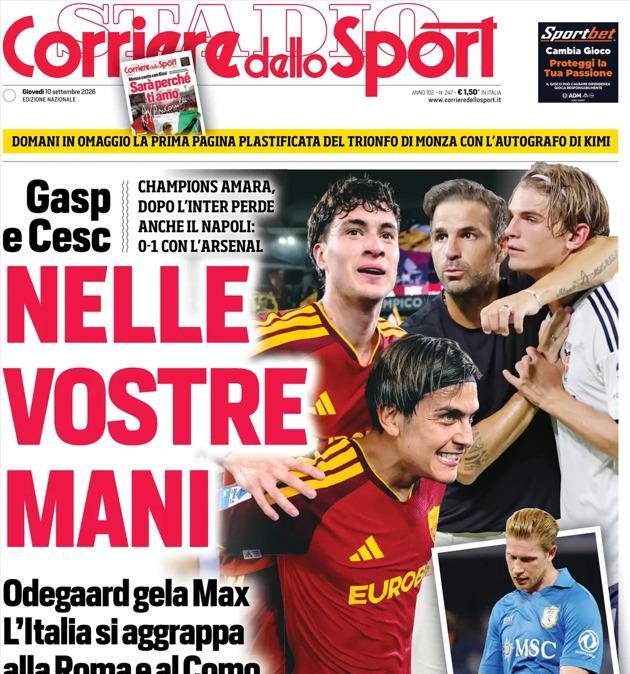 PRIMA PAGINA - Gazzetta dello Sport: "Nelle vostre mani"