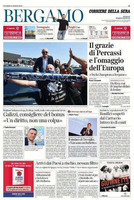 Corriere di Bergamo: "Il grazie di Percassi e l'omaggio dell'Europa"