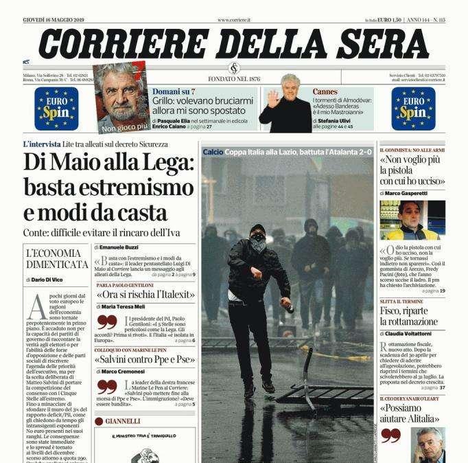 Il Corriere della Sera sugli scontri e le parole della Raggi: "Barbari"