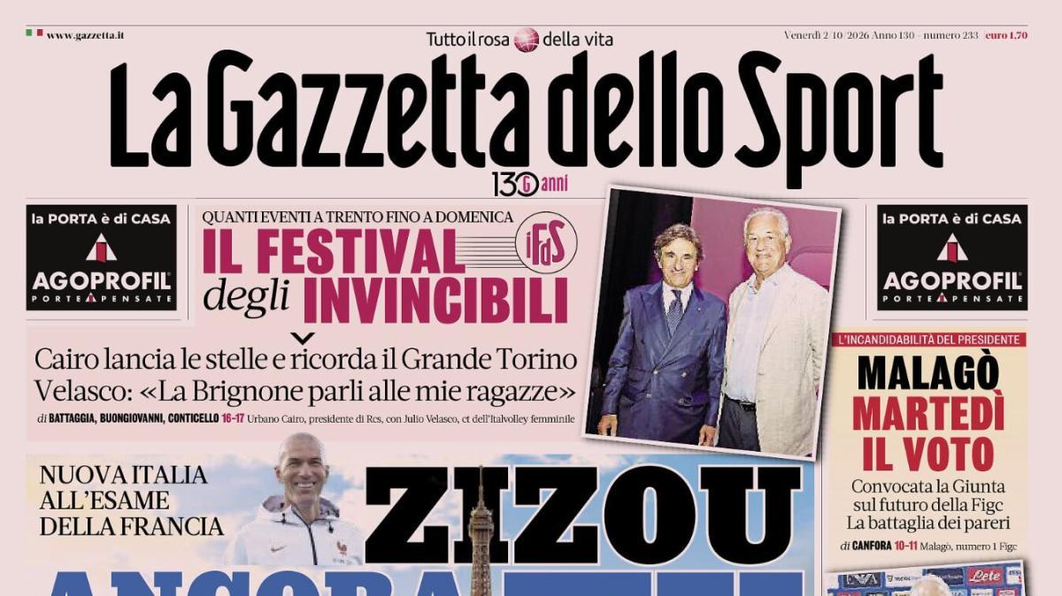 PRIMA PAGINA – La Gazzetta dello Sport: "Zizou ancora tu"