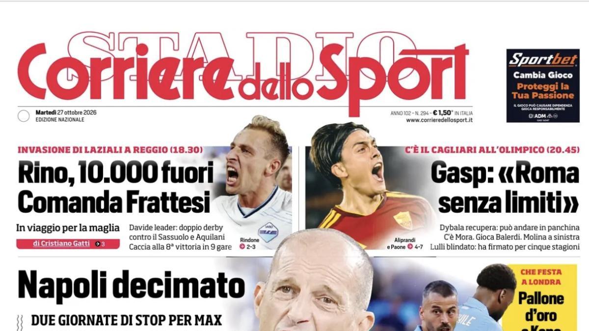 PRIMA PAGINA – Corriere dello Sport: "Doppia stangata"