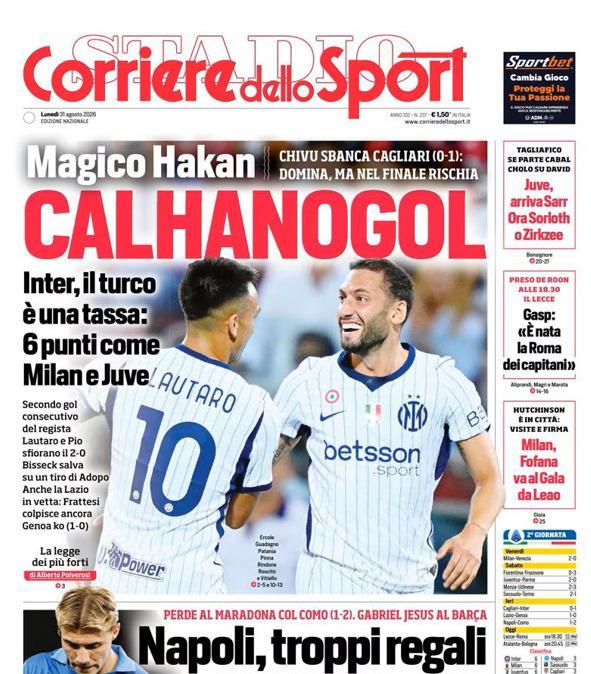 PRIMA PAGINA - Corriere dello Sport: "Calhanogol"