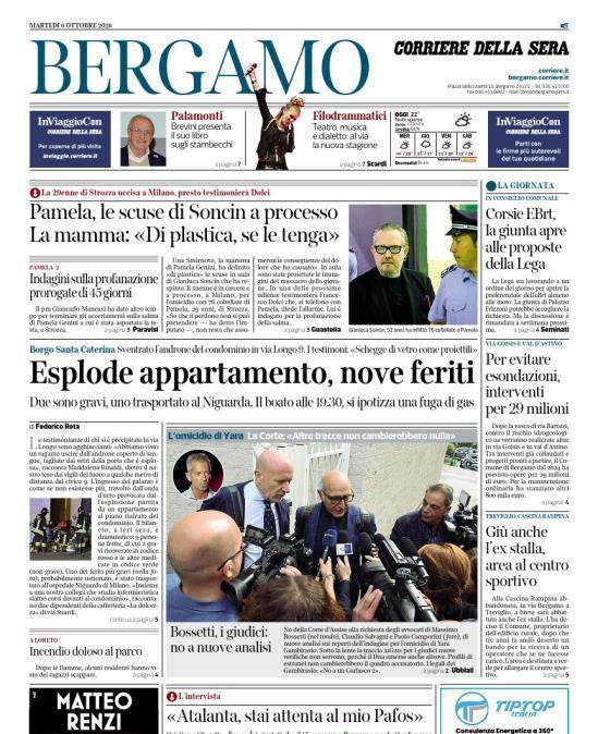 PRIMA PAGINA - Corriere di Bergamo: "Atalanta, stai attenta al mio Pafos"