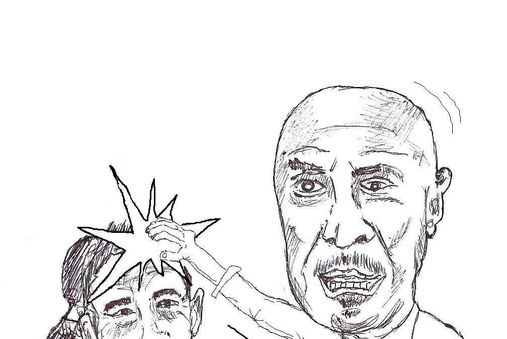 La vignetta dello scappellotto di Colantuono al "Ciga"