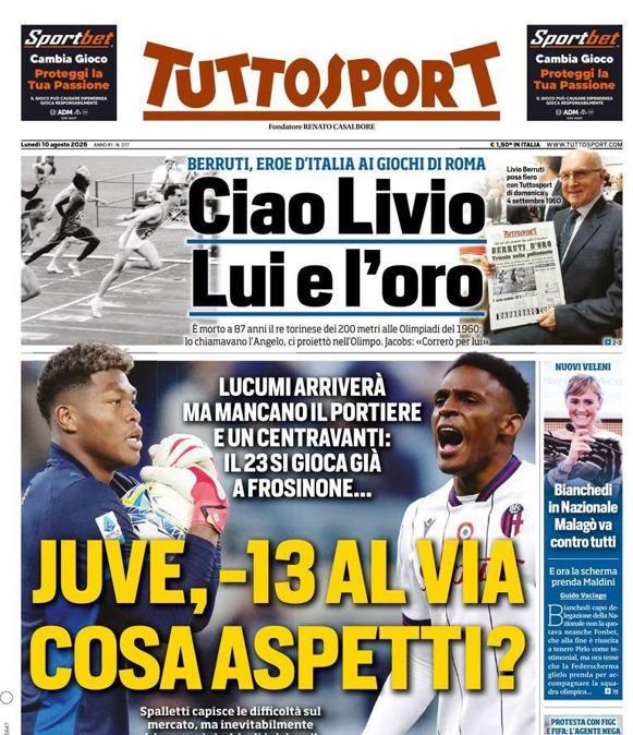PRIMA PAGINA - Tuttosport: "Juve -13 al via, cosa aspetti?"