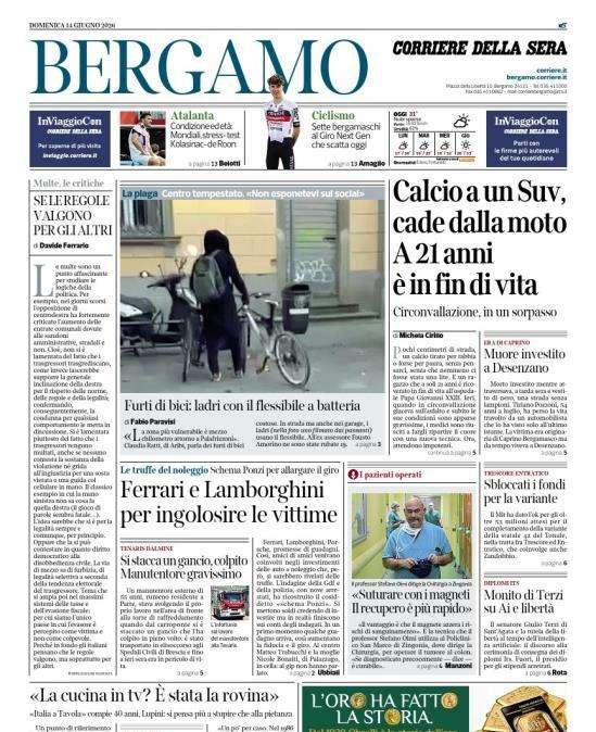 PRIMA PAGINA - Corriere di Bergamo: "Condizione ed età: Mondiali, stress-test Kolasinac-de Roon"