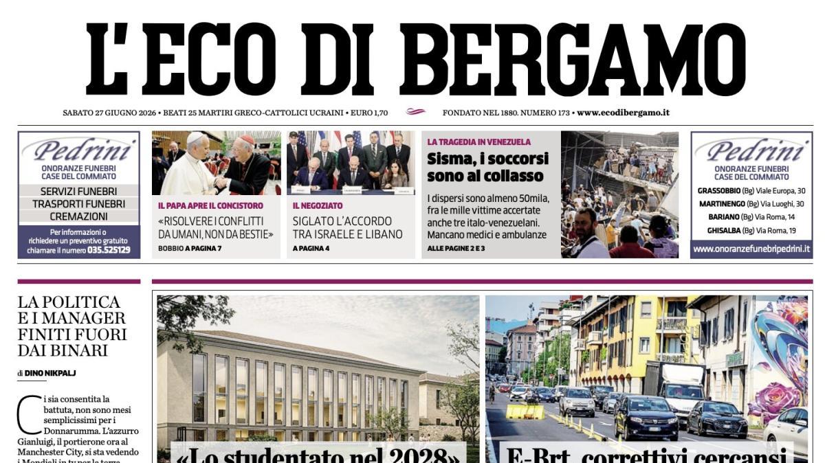 PRIMA PAGINA – L'Eco di Bergamo: "Hien ko ai Mondiali Il mercato in entrata si scalda in difesa"
