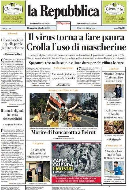 La Repubblica: "Affonda la Lazio, Juve in fuga, Buffon da record"