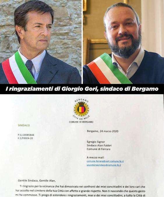 Bergamo-Ferrara, la lettera ricevuta dal Sindaco Alan Fabbri dal primo cittadino orobico Giorgio Gori 