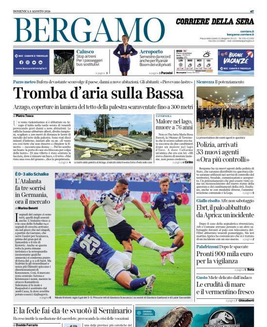 PRIMA PAGINA - Corriere di Bergamo: "L’Atalanta fa tre sorrisi in Germania, ora il mercato"