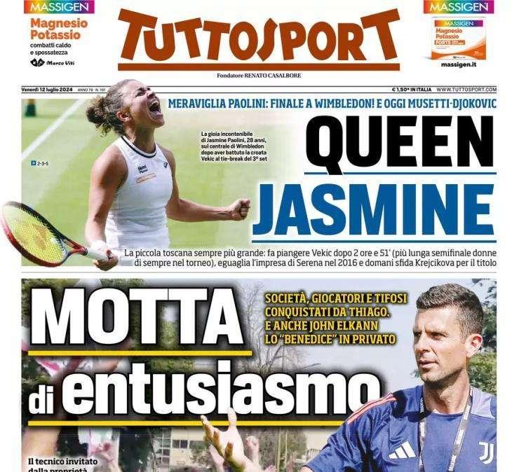 L'apertura di Tuttosport questa mattina sulla Juventus: "Motta di entusiasmo"