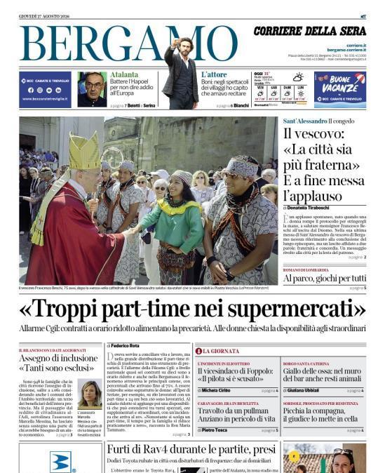 PRIMA PAGINA - Corriere di Bergamo: "Battere l’Hapoel per non dire addio all’Europa"