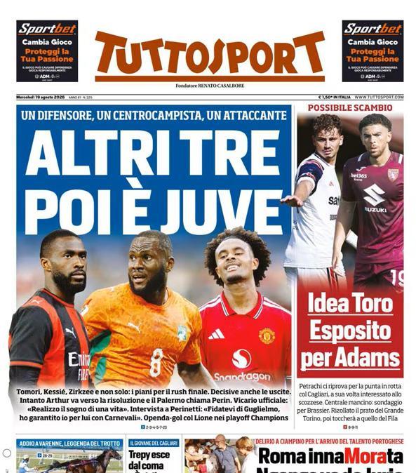 PRIMA PAGINA - Tuttosport: "Altri tre poi è Juve"