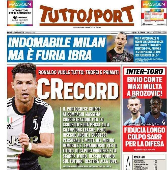Tuttosport: "Indomabile Milan, ma è furia Ibra"
