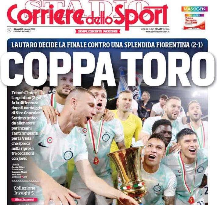 Corriere dello Sport, l'apertura: "Coppa Toro, l'Inter batte la Fiorentina nel segno di Lautaro"