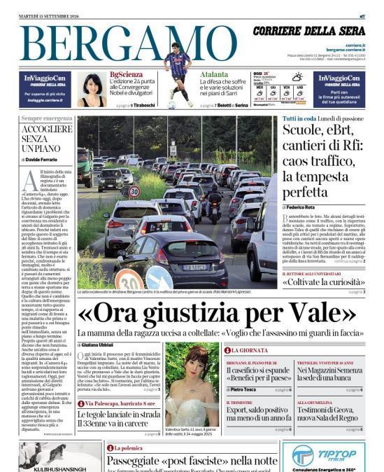 PRIMA PAGINA - Corriere di Bergamo: "La difesa che soffre e le varie soluzioni nei piani di Sarri"