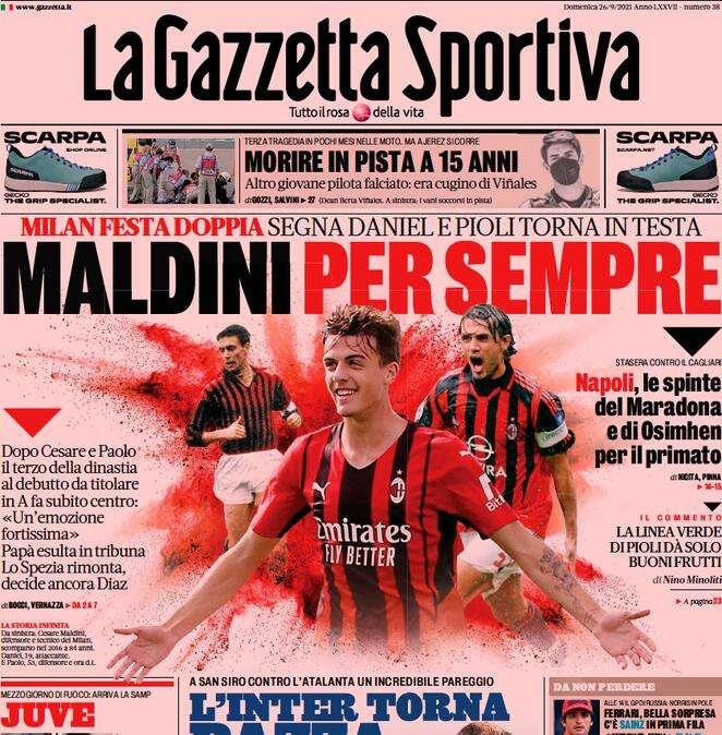 La Gazzetta dello Sport dopo il 2-2 con l'Atalanta: "L'Inter torna pazza"
