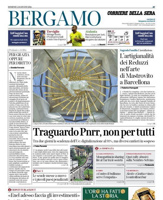 PRIMA PAGINA - Corriere di Bergamo: "Rescissione per Juric, Hien si infortuna: recupero da valutare"