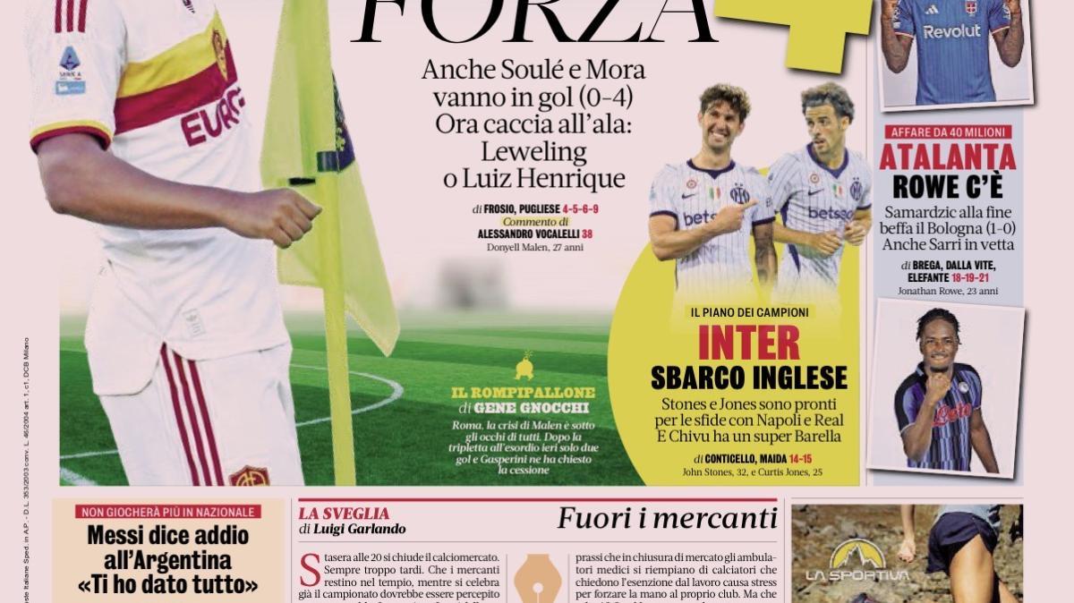 PRIMA PAGINA – La Gazzetta dello Sport: "Atalanta, Rowe c'è"