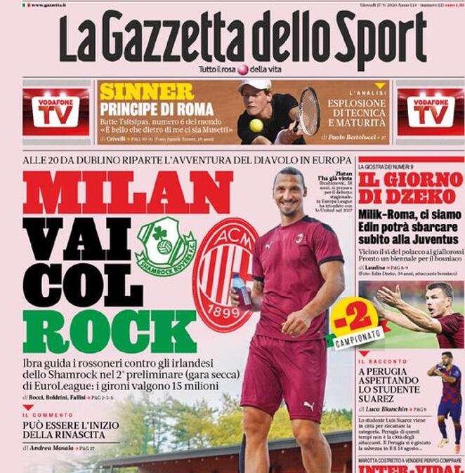 PRIMA PAGINA - La Gazzetta dello Sport: "Milan, vai col Rock" 