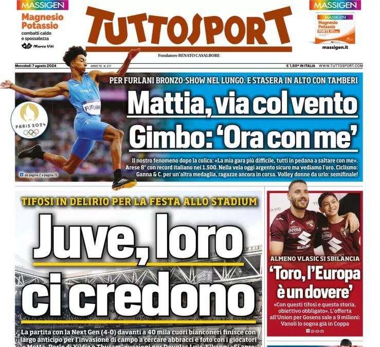Tifosi in visibilio allo Stadium. Tuttosport in prima pagina: "Juve, loro ci credono"