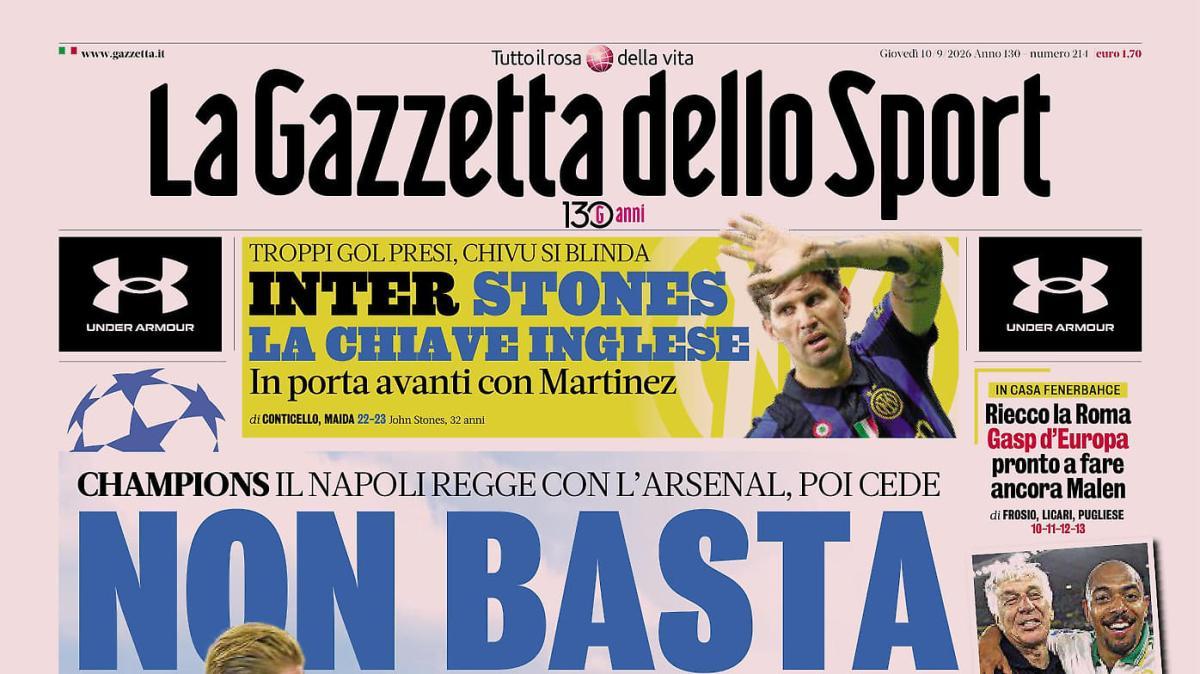 PRIMA PAGINA - Gazzetta dello Sport: "Non basta"