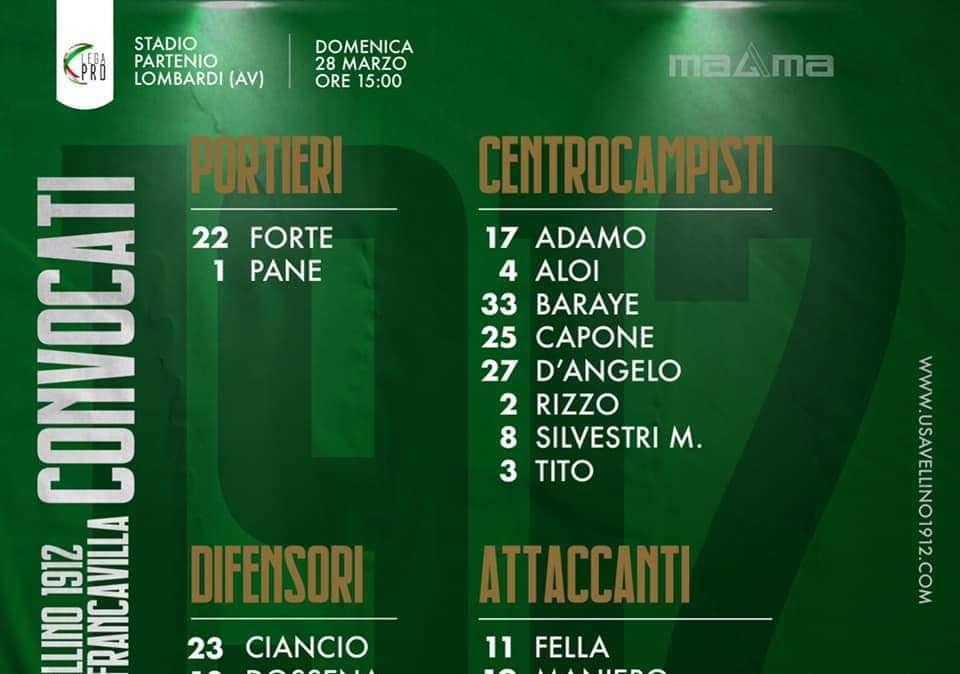 Avellino, 19 convocati da Braglia: oltre a Laezza altre due novità