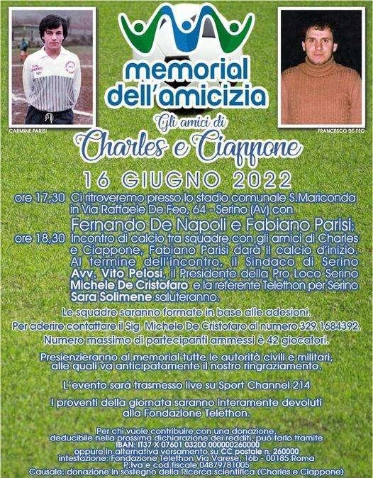 Il 16 giugno il Memorial dell'Amicizia a Serino con De Napoli e Parisi