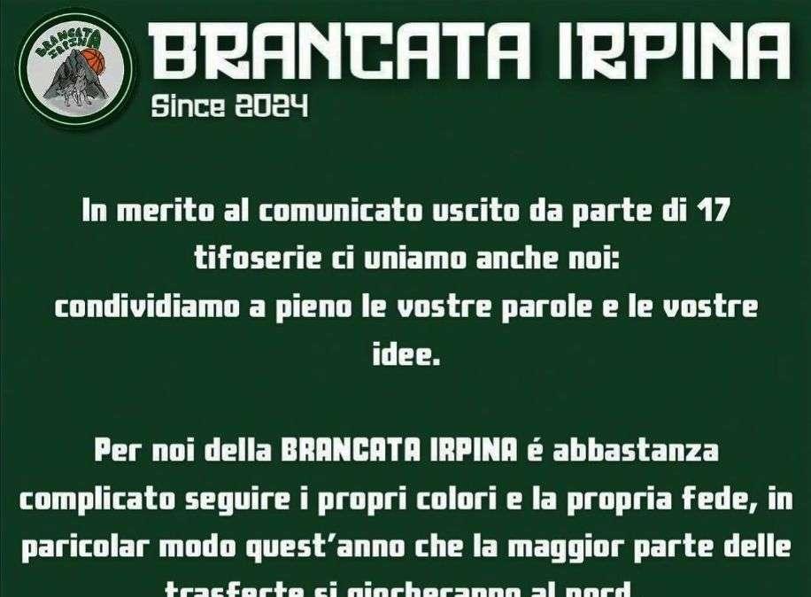Basket, il gruppo Brancata Irpina: "Senza tifosi non c'è partita"