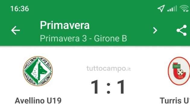 Primavera 3, l'Avellino pareggia 1-1 con la Turris