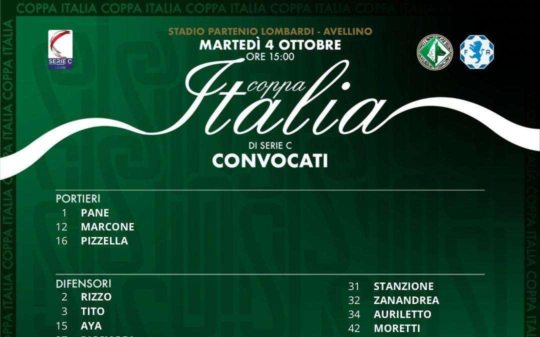 Avellino-Fidelis Andria di coppa: i convocati di Taurino