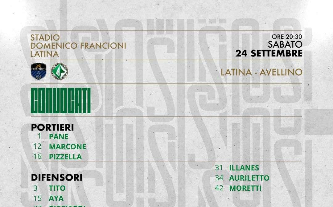 Avellino, i convocati per Latina: out Kanoute e Di Gaudio. C'è Maisto