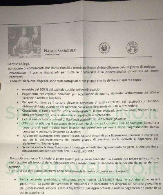 Trattativa Taccone-Gubitosa: ecco i documenti ufficiali