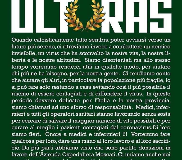 La Curva Sud scende in campo contro il Coronavirus: partita raccolta fondi