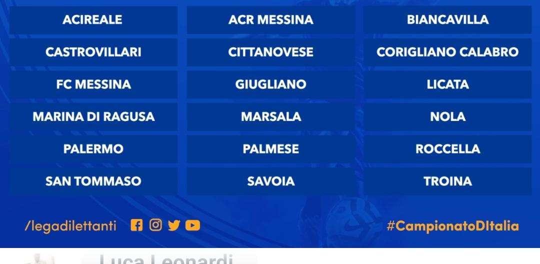 Serie D, il San Tommaso nel girone I. Sarà sfida al Palermo con tre derby