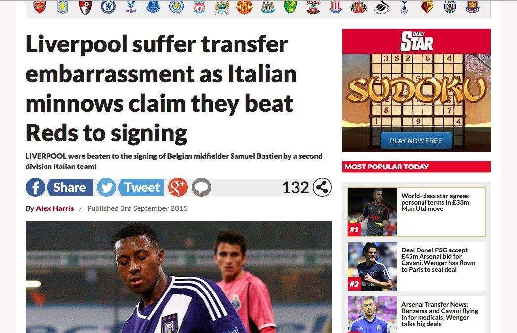 Stampa inglese scandalizzata: "Bastien, Liverpool beffato dall'Avellino!"