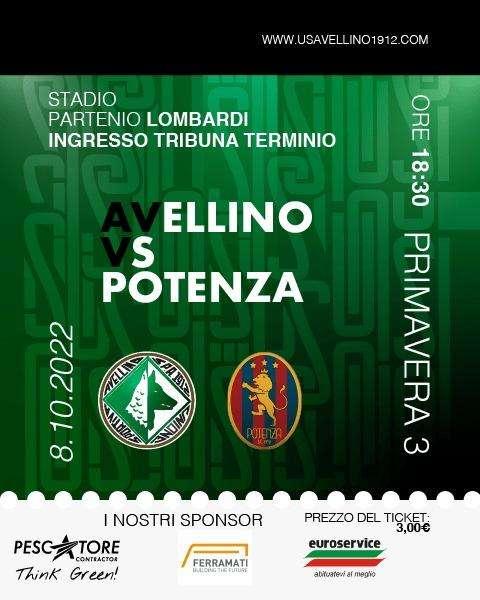 Avellino-Potenza Primavera 3: modalità e costo di acquisto del tagliando