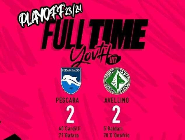 Under 17, l'Avellino fa 2-2 a Pescara nell'andata degli ottavi di finale dei playoff. Sabato il ritorno a Venticano