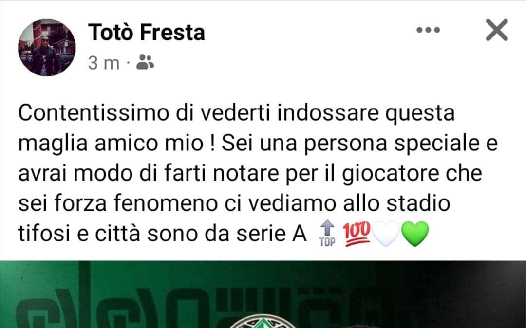 Totò Fresta benedice l'arrivo di Casarini: "Felicissimo di vederti indossare questa maglia, avrai modo di farti notare dalla piazza"