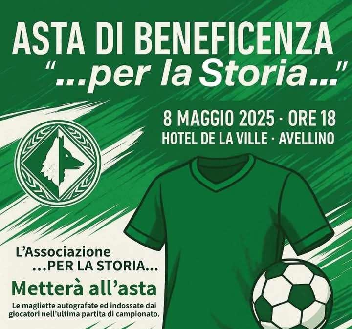 Asta di beneficenza...per la storia. Giovedì 8 maggio all'Hotel de la Ville all'asta le magliette dell'Avellino indossate l'ultima giornata di campionato
